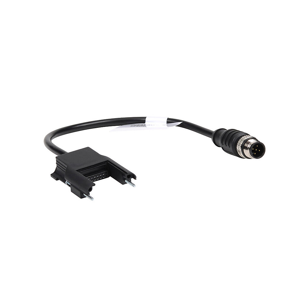 CS-G1-50-B-002 - Datalogic cable, emitter, 18-pin proprietary to 5-pin M12 quick-disconnect, PVC, 0.6ft/0.2m cable length.