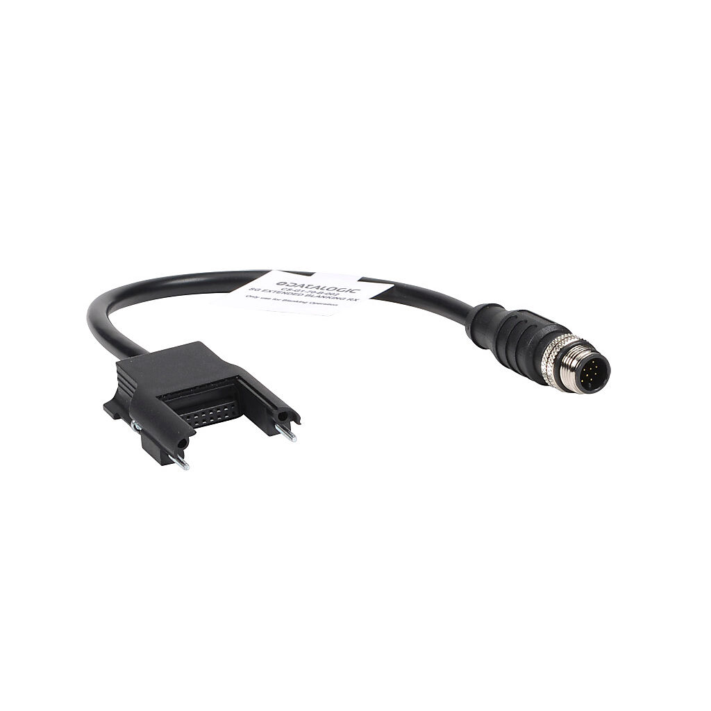 CS-G1-70-B-002 - Datalogic cable, blanking, 18-pin proprietary to 12-pin M12 quick-disconnect, PVC, 0.6ft/0.2m cable length.