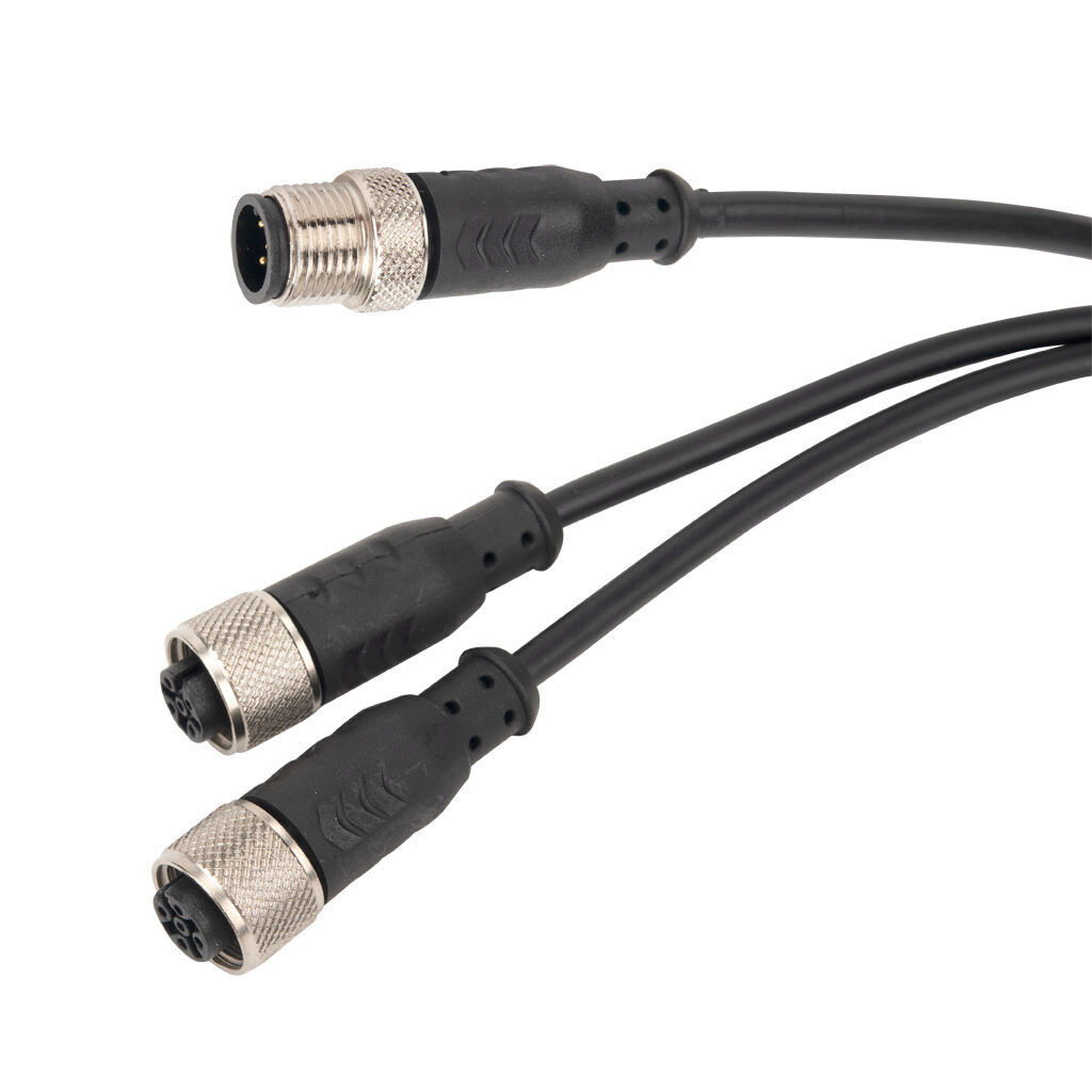 CSY12TX - ReeR muting emitter cable, 5-pin M12 quick-disconnect to (2) 5-pin M12 quick-disconnects, 5-pole, 24 VDC, PVC jacket, black, unshielded, 1.3ft/400mm cable length, IP67.