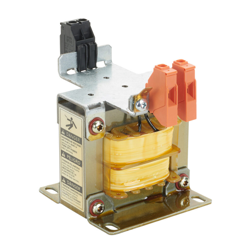 CT-007-060-12-0 - BLOCK control transformer, open core, 75 VA, 1-phase, 600 VAC, 120 VAC secondary, 50/60 Hz, panel mount.