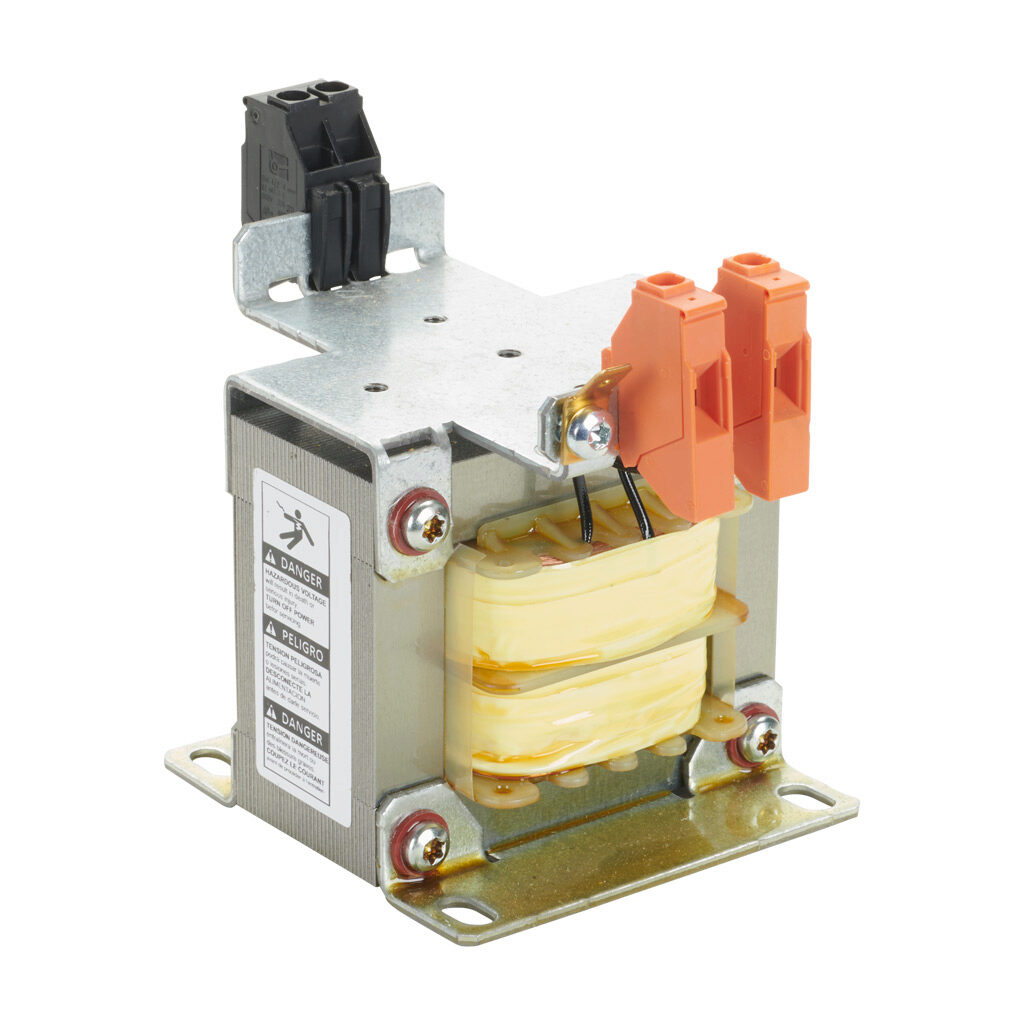 CT-010-060-24-0 - BLOCK control transformer, open core, 100 VA, 1-phase, 600 VAC, 24 VAC secondary, 50/60 Hz, panel mount.