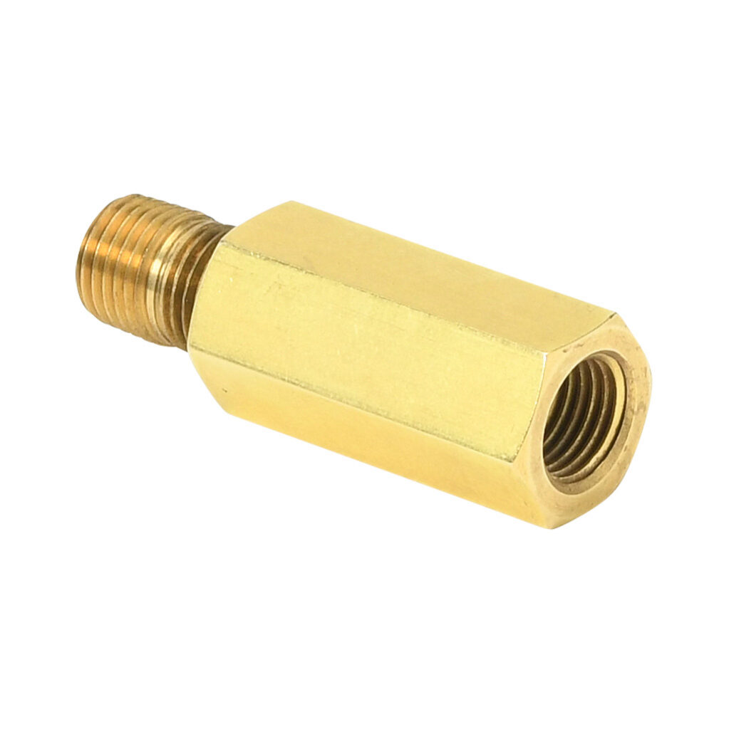 CV-1202-MF - CITO pneumatic, coolant, oil or water threaded fitting, check valve, brass body, brass threads, (1) 1/4in female NPT to (1) 1/4in female NPT.