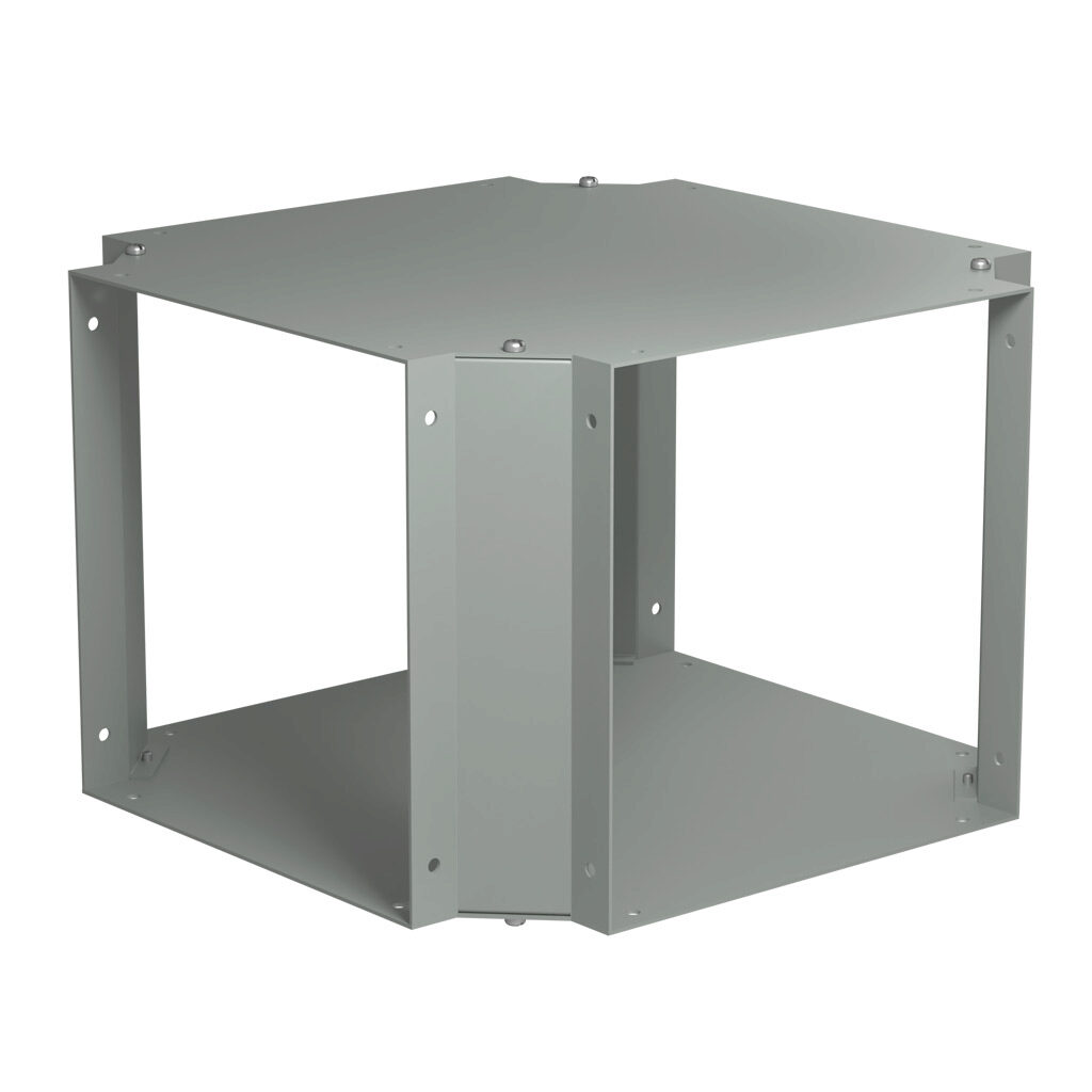 CWCF10 - Hammond CW series lay-in wireway fitting, cross fitting, 10 x 10in, carbon steel, ANSI 61 gray, powder coat finish, NEMA 1. For use with CW series wireway.