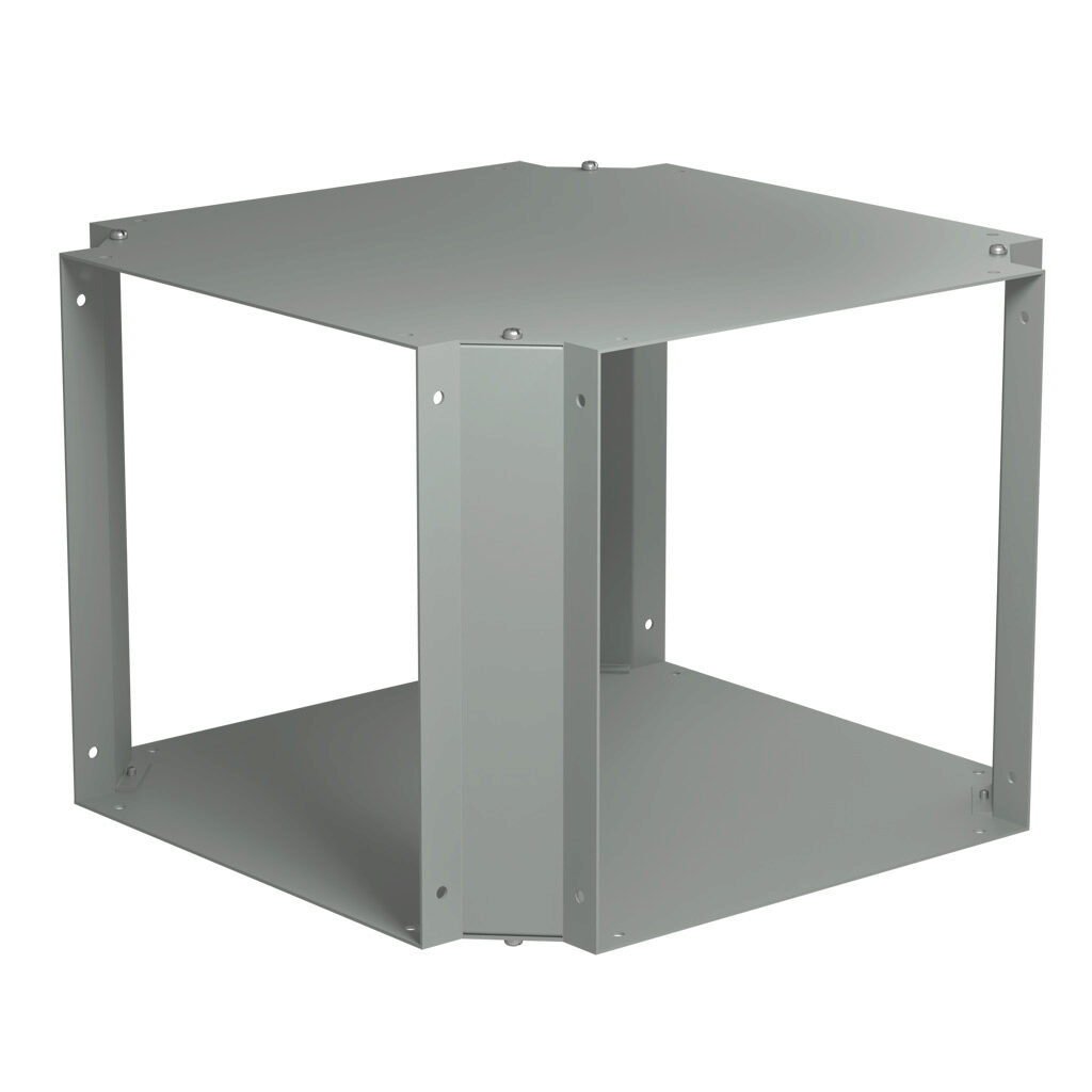 CWCF12 - Hammond CW series lay-in wireway fitting, cross fitting, 12 x 12in, carbon steel, ANSI 61 gray, powder coat finish, NEMA 1. For use with CW series wireway.