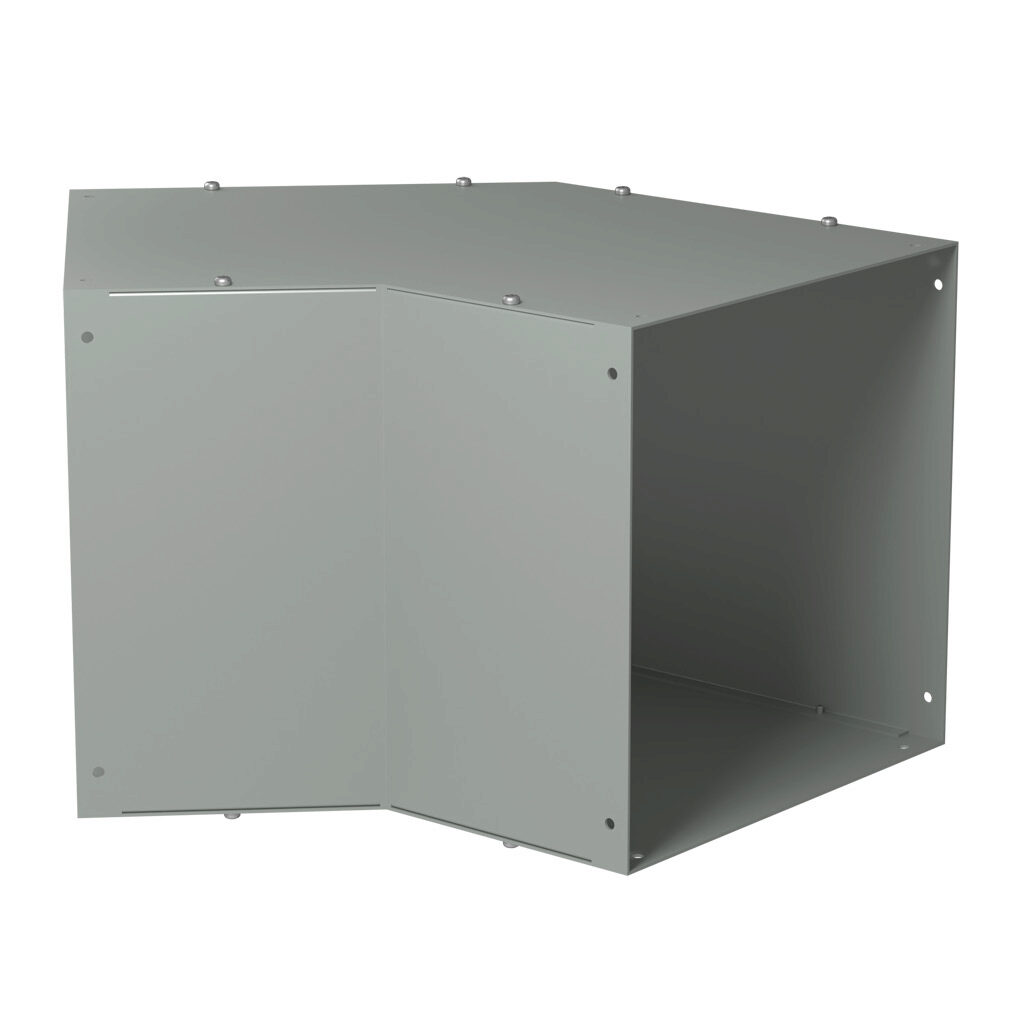 CWEL1245 - Hammond CW series lay-in wireway fitting, 45-degree elbow, 12 x 12in, carbon steel, ANSI 61 gray, powder coat finish, NEMA 1. For use with CW series wireway.