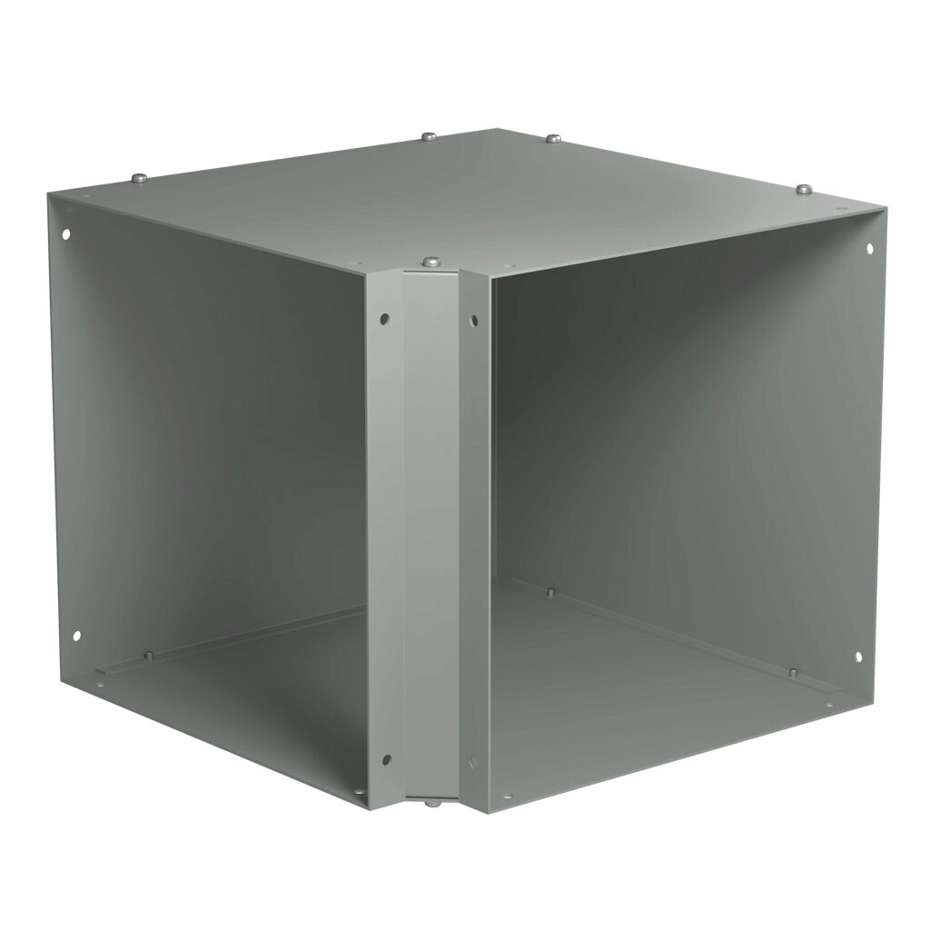 CWEL1290 - Hammond CW series lay-in wireway fitting, 90-degree elbow, 12 x 12in, carbon steel, ANSI 61 gray, powder coat finish, NEMA 1. For use with CW series wireway.