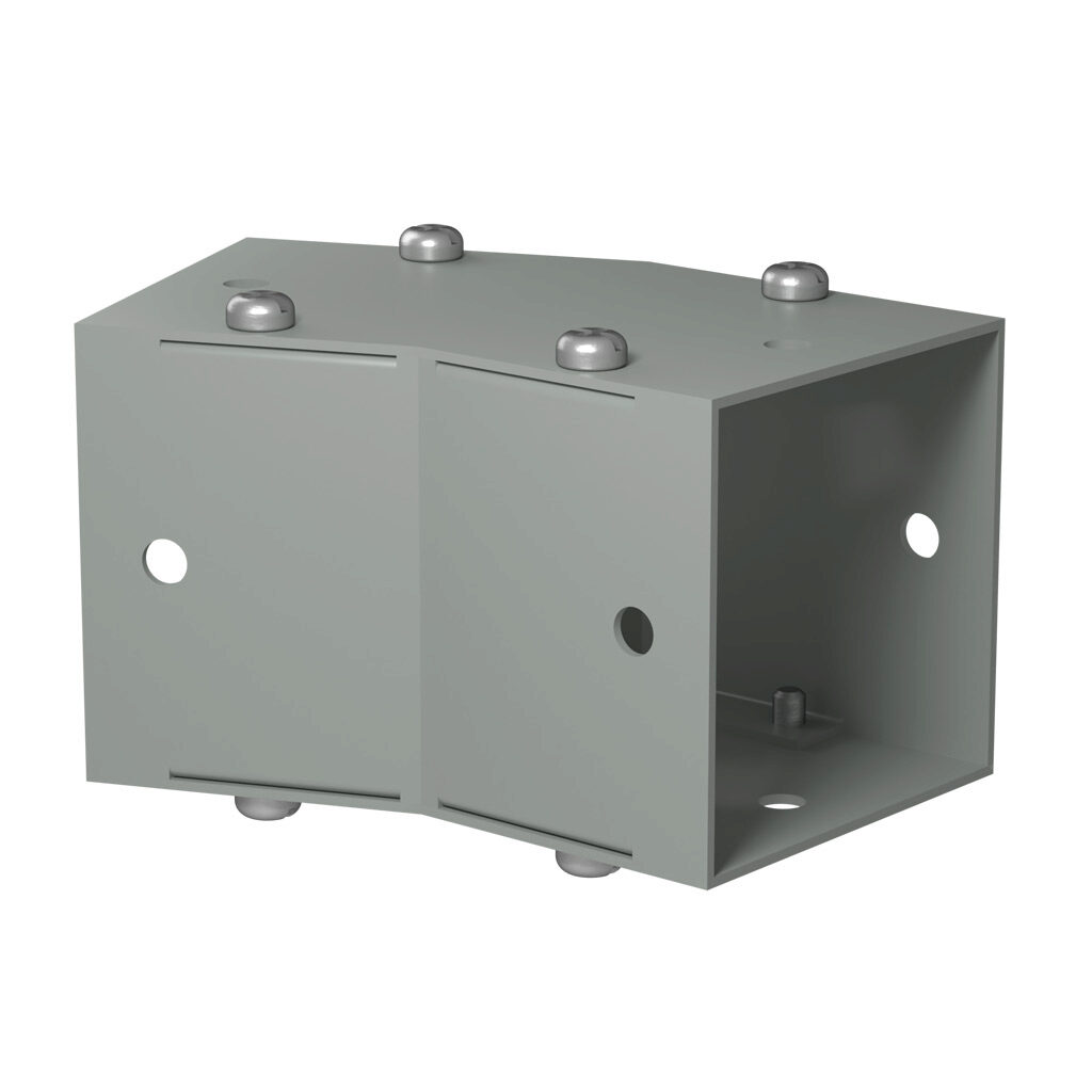 CWEL222 - Hammond CW series lay-in wireway fitting, 22.5-degree elbow, 2.5 x 2.5in, carbon steel, ANSI 61 gray, powder coat finish, NEMA 1. For use with CW series wireway.