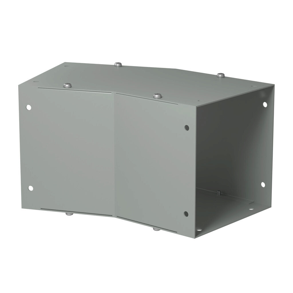 CWEL622 - Hammond CW series lay-in wireway fitting, 22.5-degree elbow, 6 x 6in, carbon steel, ANSI 61 gray, powder coat finish, NEMA 1. For use with CW series wireway.