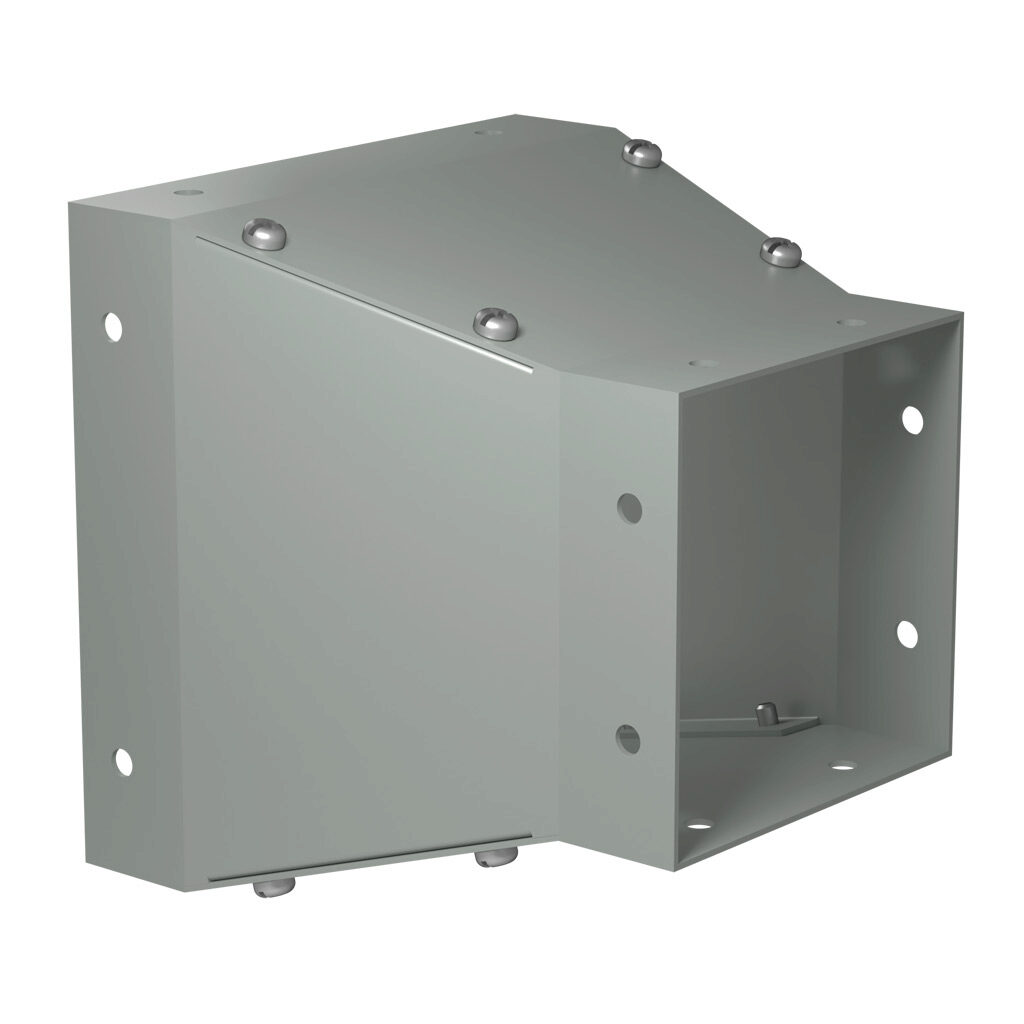 CWRD64 - Hammond CW series lay-in wireway fitting, reducer, 6 x 6in to 4 x 4in, carbon steel, ANSI 61 gray, powder coat finish, NEMA 1. For use with CW series wireway.