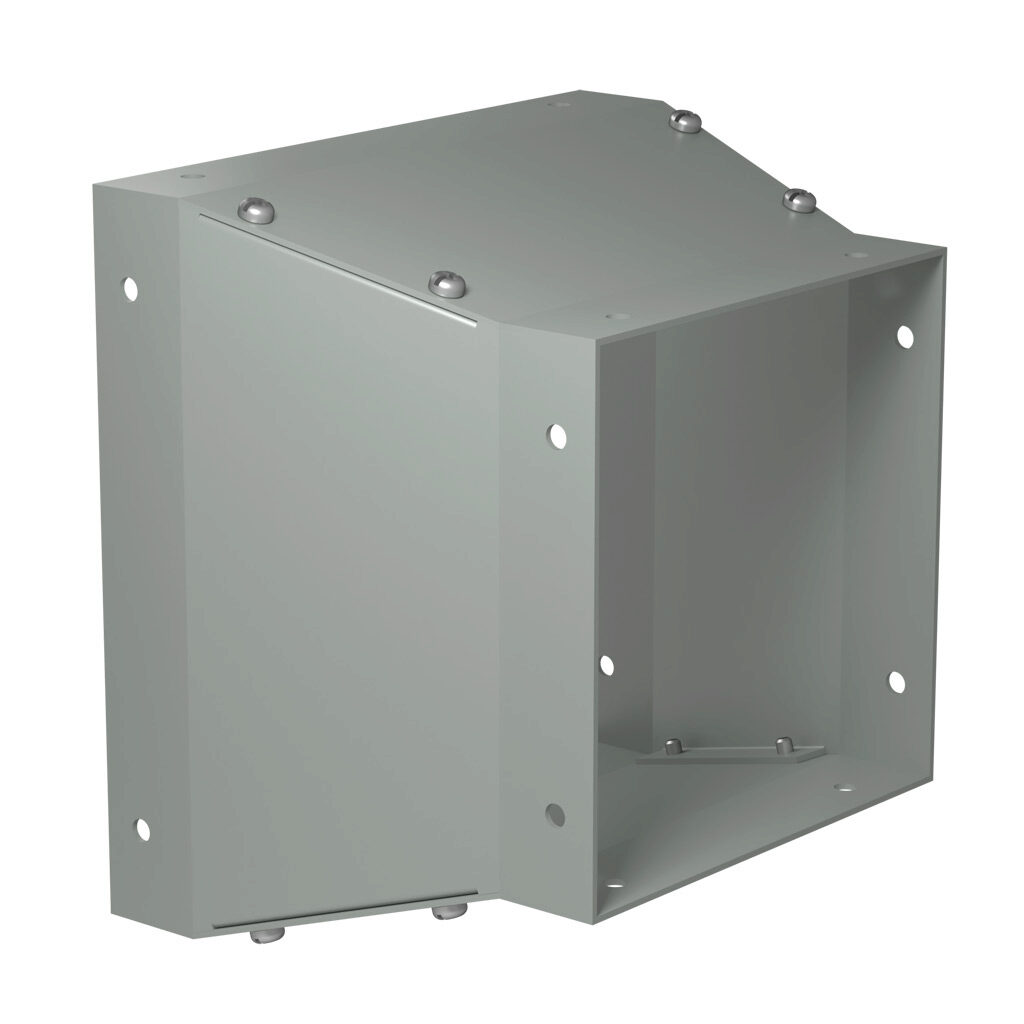 CWRD86 - Hammond CW series lay-in wireway fitting, reducer, 8 x 8in to 6 x 6in, carbon steel, ANSI 61 gray, powder coat finish, NEMA 1. For use with CW series wireway.