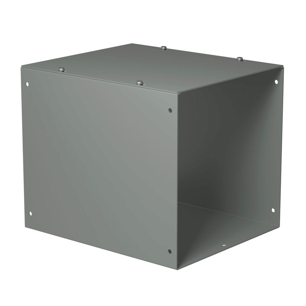 CWSC1012NK - Hammond CW series lay-in wireway, 10 x 10 x 12in, carbon steel, ANSI 61 gray, powder coat finish, screw cover, NEMA 1.