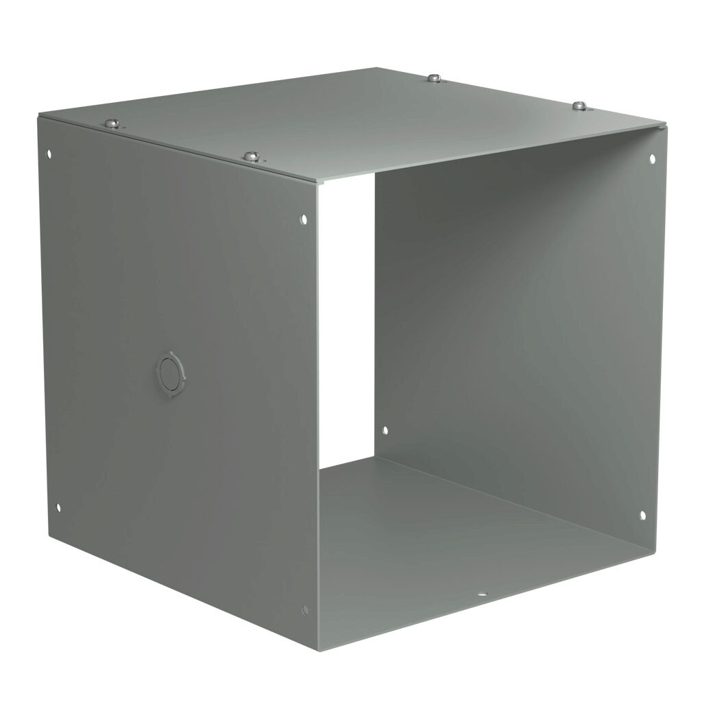 CWSC1212 - Hammond CW series lay-in wireway, 12 x 12 x 12in, carbon steel, ANSI 61 gray, powder coat finish, screw cover, with knockouts, NEMA 1.