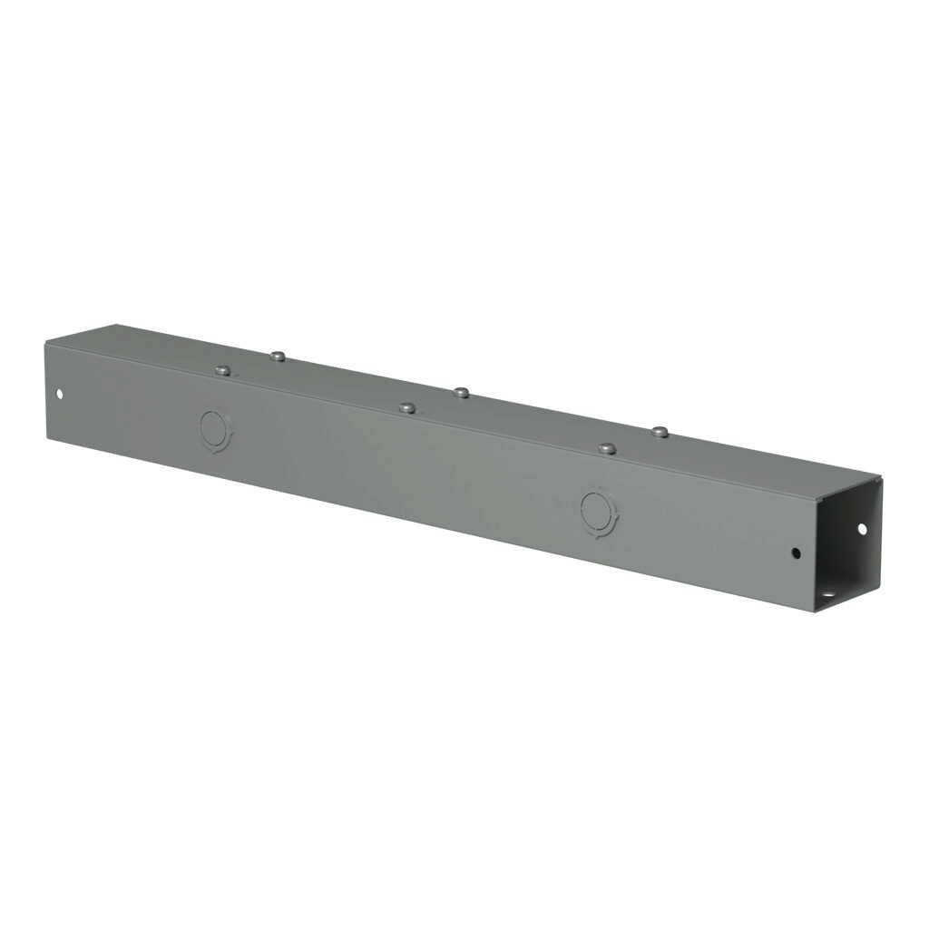 CWSC224 - Hammond CW series lay-in wireway, 2.5 x 2.5 x 24in, carbon steel, ANSI 61 gray, powder coat finish, screw cover, with knockouts, NEMA 1.