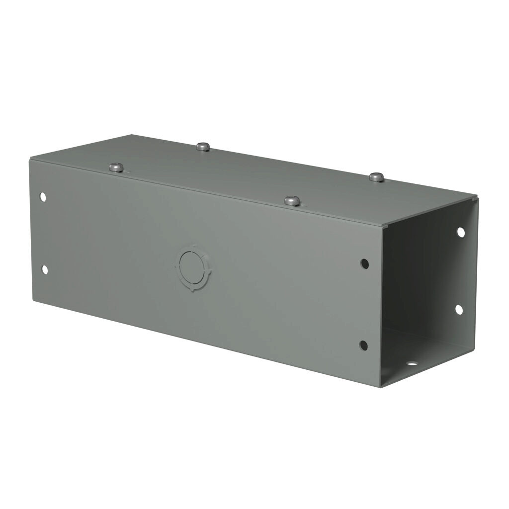 CWSC412 - Hammond CW series lay-in wireway, 4 x 4 x 12in, carbon steel, ANSI 61 gray, powder coat finish, screw cover, with knockouts, NEMA 1.