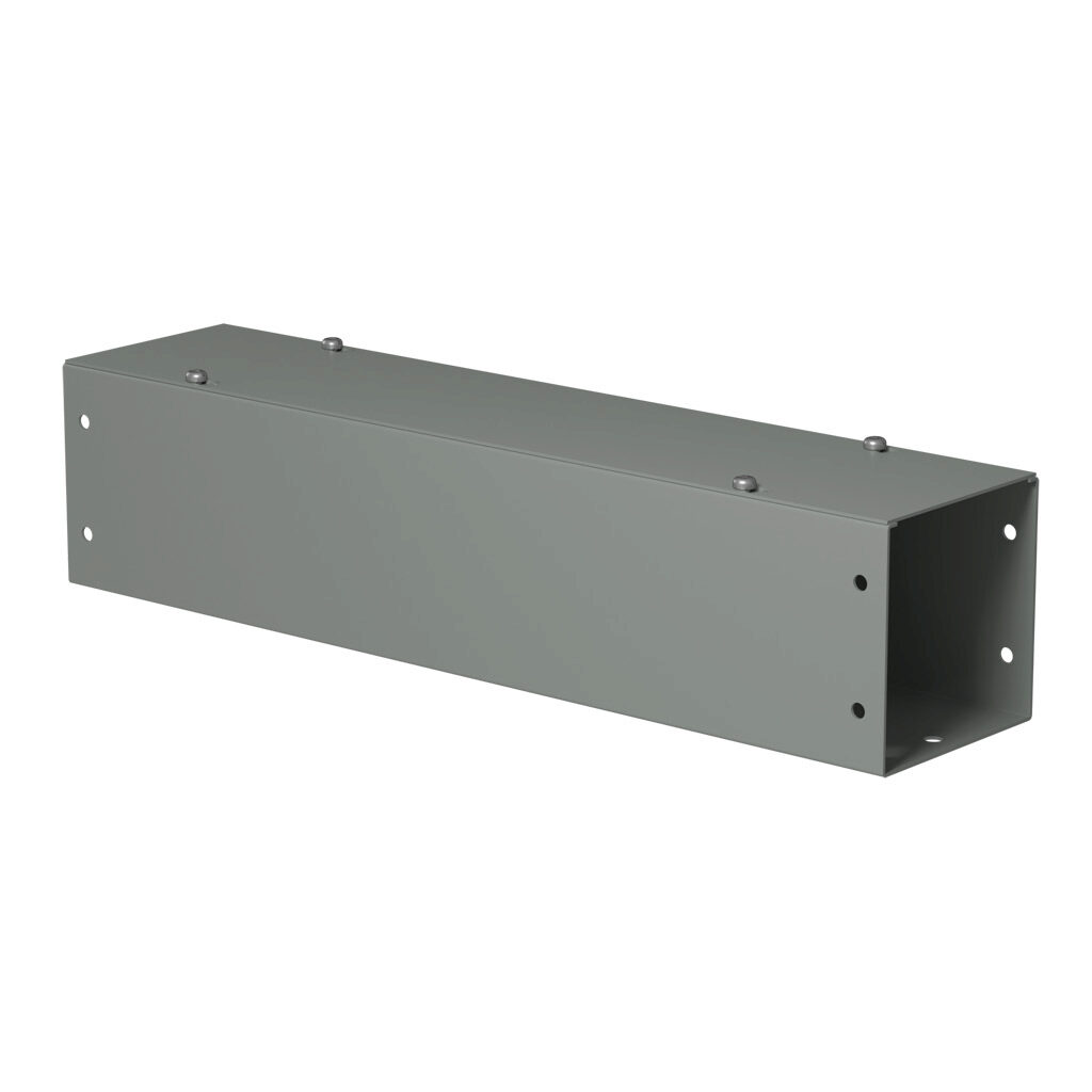 CWSC418NK - Hammond CW series lay-in wireway, 4 x 4 x 18in, carbon steel, ANSI 61 gray, powder coat finish, screw cover, NEMA 1.