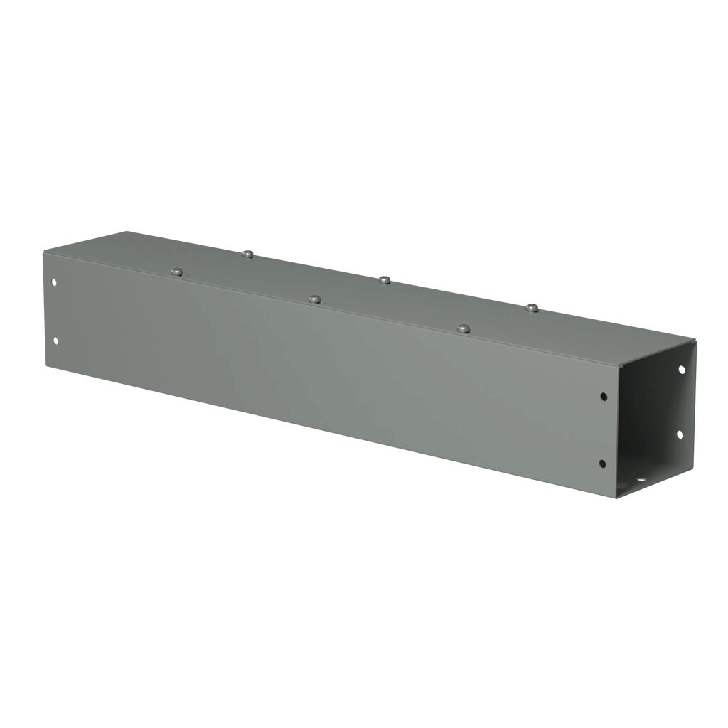 CWSC424NK - Hammond CW series lay-in wireway, 4 x 4 x 24in, carbon steel, ANSI 61 gray, powder coat finish, screw cover, NEMA 1.