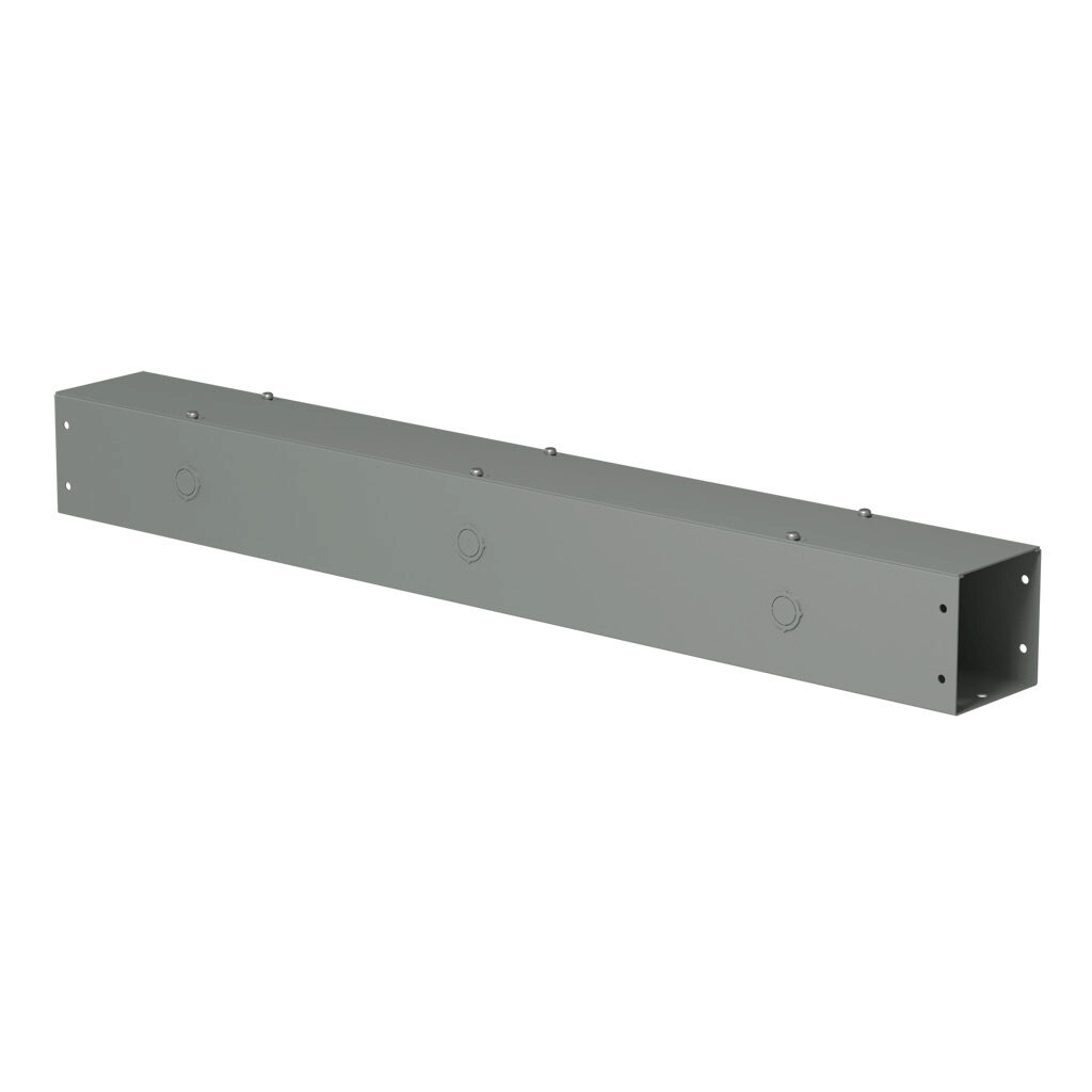 CWSC436 - Hammond CW series lay-in wireway, 4 x 4 x 36in, carbon steel, ANSI 61 gray, powder coat finish, screw cover, with knockouts, NEMA 1.