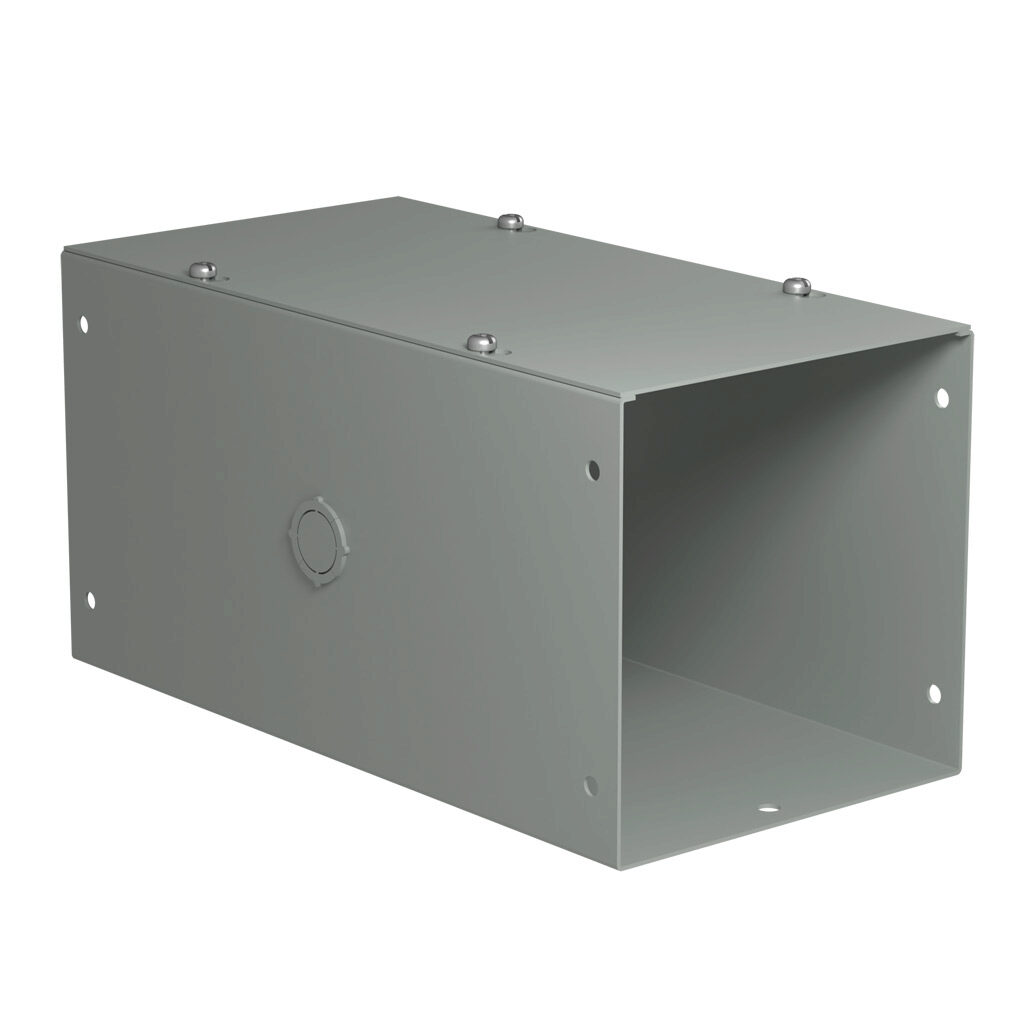 CWSC612 - Hammond CW series lay-in wireway, 6 x 6 x 12in, carbon steel, ANSI 61 gray, powder coat finish, screw cover, with knockouts, NEMA 1.