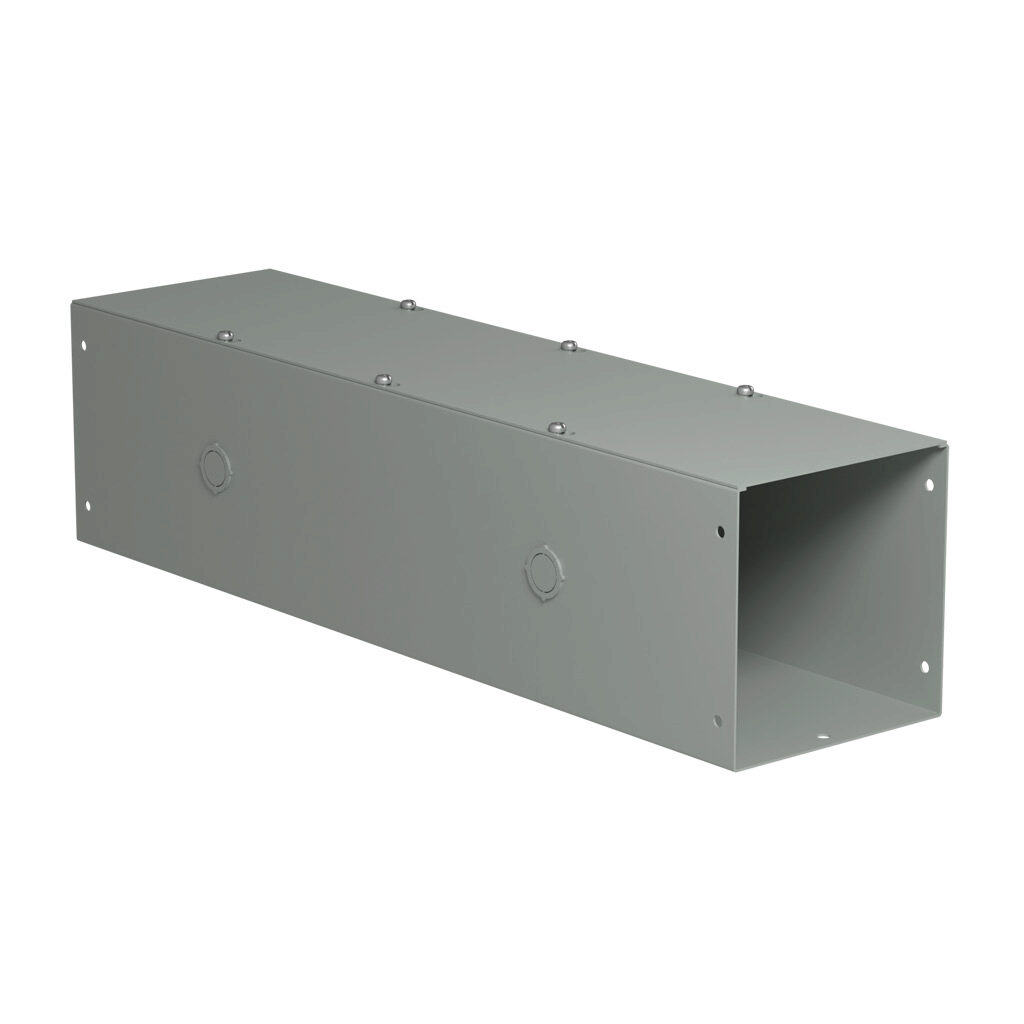 CWSC624 - Hammond CW series lay-in wireway, 6 x 6 x 24in, carbon steel, ANSI 61 gray, powder coat finish, screw cover, with knockouts, NEMA 1.