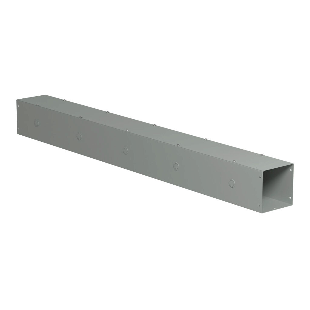 CWSC660 - Hammond CW series lay-in wireway, 6 x 6 x 60in, carbon steel, ANSI 61 gray, powder coat finish, screw cover, with knockouts, NEMA 1.