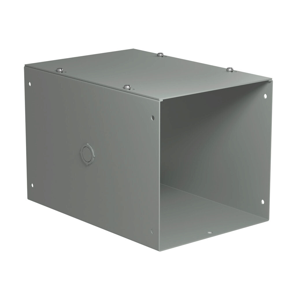 CWSC812 - Hammond CW series lay-in wireway, 8 x 8 x 12in, carbon steel, ANSI 61 gray, powder coat finish, screw cover, with knockouts, NEMA 1.