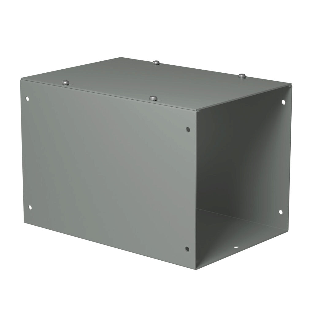 CWSC812NK - Hammond CW series lay-in wireway, 8 x 8 x 12in, carbon steel, ANSI 61 gray, powder coat finish, screw cover, NEMA 1.