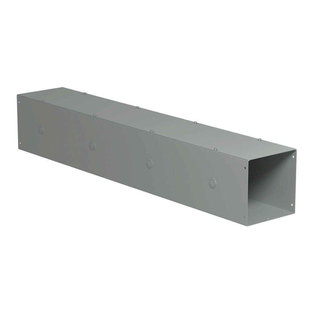 CWSC848 - Hammond CW series lay-in wireway, 8 x 8 x 48in, carbon steel, ANSI 61 gray, powder coat finish, screw cover, with knockouts, NEMA 1.
