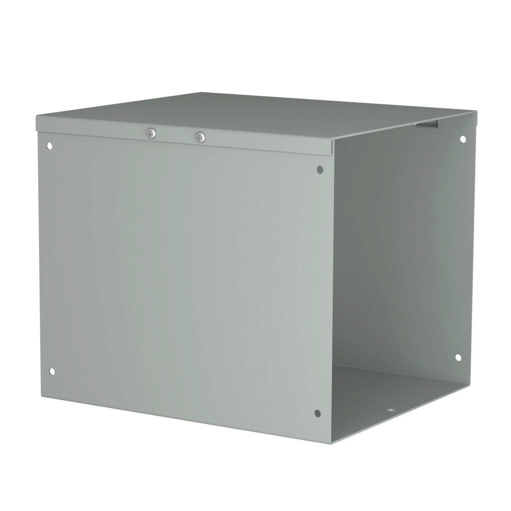 CWST1012NK - Hammond CW series lay-in wireway, 10 x 10 x 12in, carbon steel, ANSI 61 gray, powder coat finish, hinged screw cover, NEMA 1.