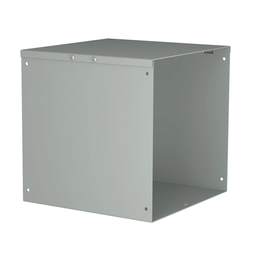 CWST1212NK - Hammond CW series lay-in wireway, 12 x 12 x 12in, carbon steel, ANSI 61 gray, powder coat finish, hinged screw cover, NEMA 1.
