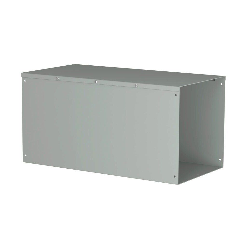 CWST1224NK - Hammond CW series lay-in wireway, 12 x 12 x 24in, carbon steel, ANSI 61 gray, powder coat finish, hinged screw cover, NEMA 1.