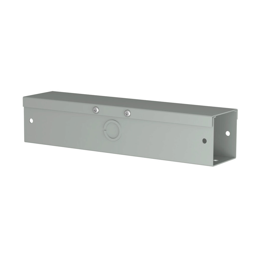 CWST212 - Hammond CW series lay-in wireway, 2.5 x 2.5 x 12in, carbon steel, ANSI 61 gray, powder coat finish, hinged screw cover, with knockouts, NEMA 1.