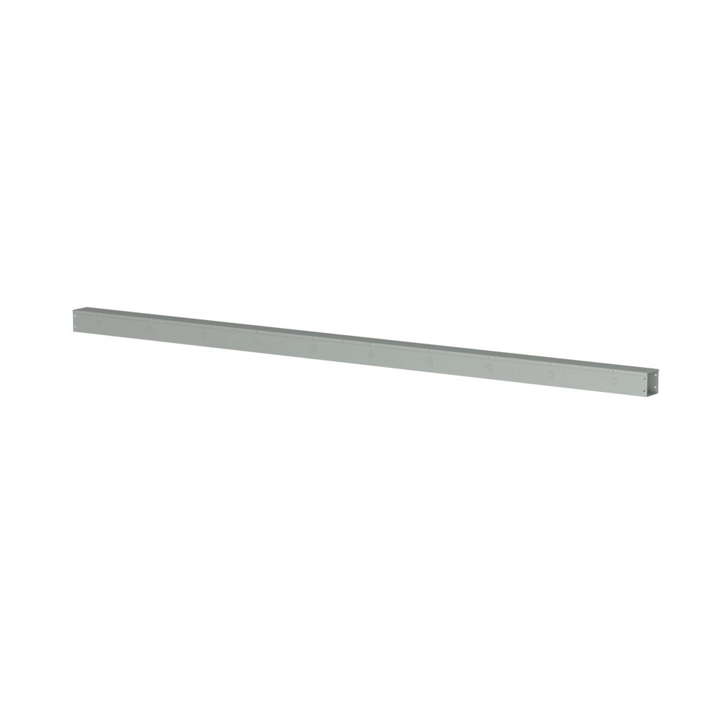 CWST4120 - Hammond CW series lay-in wireway, 4 x 4 x 120in, carbon steel, ANSI 61 gray, powder coat finish, hinged screw cover, with knockouts, NEMA 1.