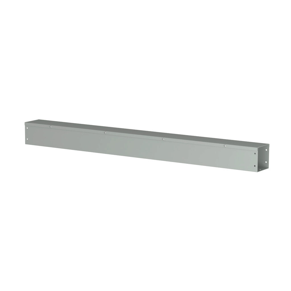 CWST448NK - Hammond CW series lay-in wireway, 4 x 4 x 48in, carbon steel, ANSI 61 gray, powder coat finish, hinged screw cover, NEMA 1.