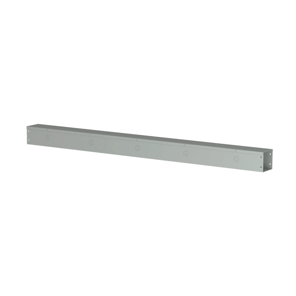 CWST460 - Hammond CW series lay-in wireway, 4 x 4 x 60in, carbon steel, ANSI 61 gray, powder coat finish, hinged screw cover, with knockouts, NEMA 1.