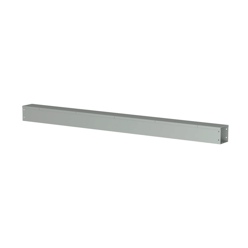 CWST460NK - Hammond CW series lay-in wireway, 4 x 4 x 60in, carbon steel, ANSI 61 gray, powder coat finish, hinged screw cover, NEMA 1.