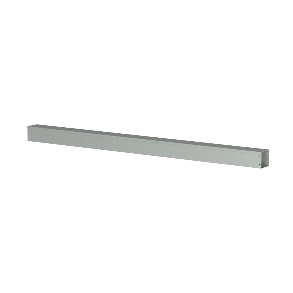 CWST472NK - Hammond CW series lay-in wireway, 4 x 4 x 72in, carbon steel, ANSI 61 gray, powder coat finish, hinged screw cover, NEMA 1.