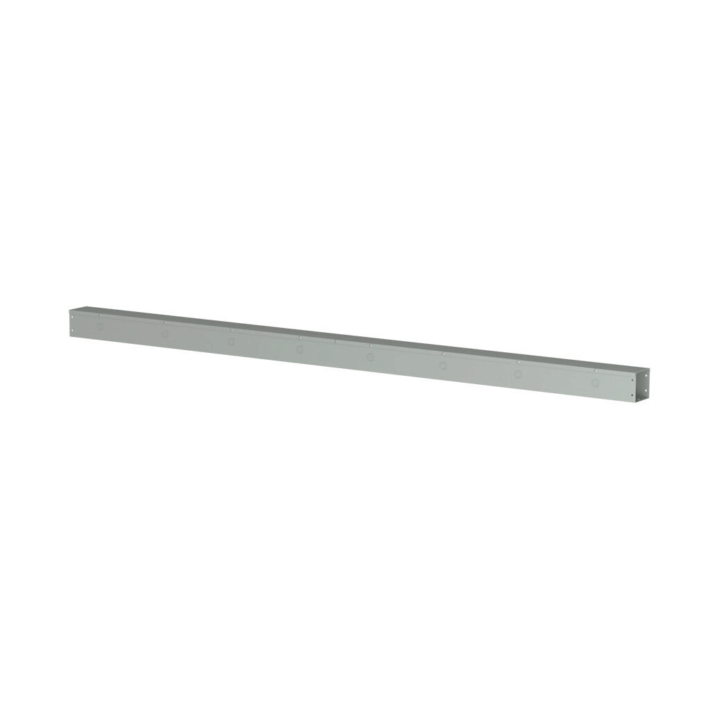 CWST496 - Hammond CW series lay-in wireway, 4 x 4 x 96in, carbon steel, ANSI 61 gray, powder coat finish, hinged screw cover, with knockouts, NEMA 1.