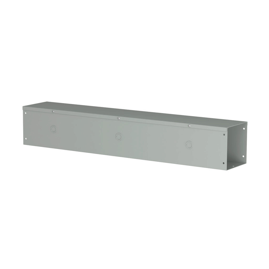 CWST636 - Hammond CW series lay-in wireway, 6 x 6 x 36in, carbon steel, ANSI 61 gray, powder coat finish, hinged screw cover, with knockouts, NEMA 1.