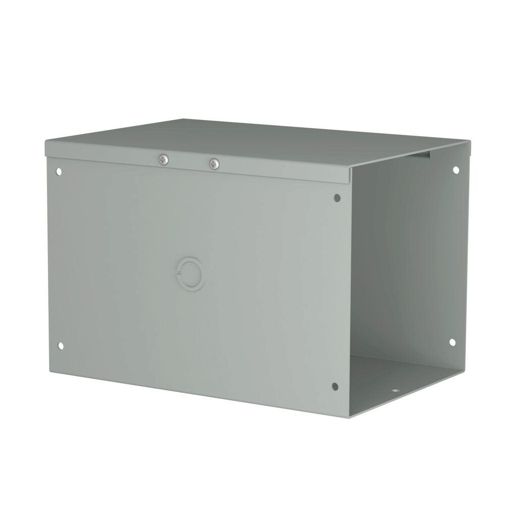 CWST812 - Hammond CW series lay-in wireway, 8 x 8 x 12in, carbon steel, ANSI 61 gray, powder coat finish, hinged screw cover, with knockouts, NEMA 1.