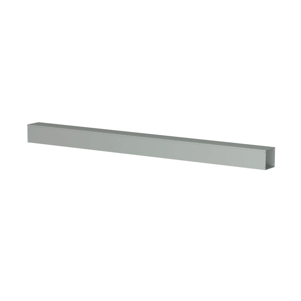 CWST8120NK - Hammond CW series lay-in wireway, 8 x 8 x 120in, carbon steel, ANSI 61 gray, powder coat finish, hinged screw cover, NEMA 1.