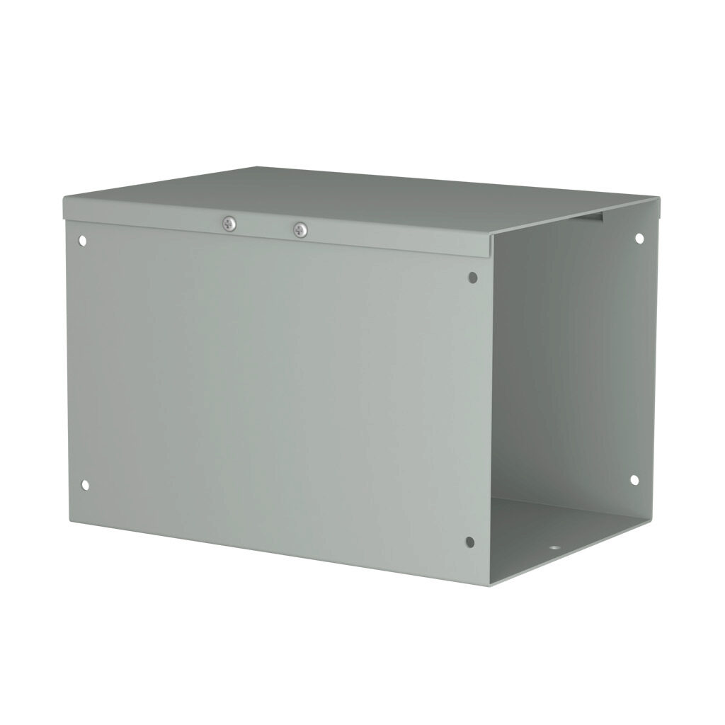 CWST812NK - Hammond CW series lay-in wireway, 8 x 8 x 12in, carbon steel, ANSI 61 gray, powder coat finish, hinged screw cover, NEMA 1.