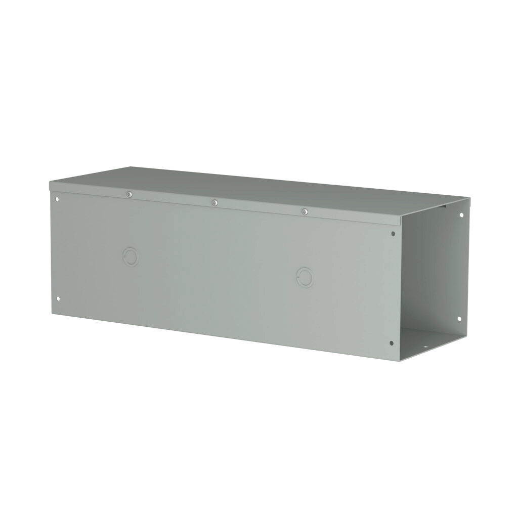 CWST824 - Hammond CW series lay-in wireway, 8 x 8 x 24in, carbon steel, ANSI 61 gray, powder coat finish, hinged screw cover, with knockouts, NEMA 1.