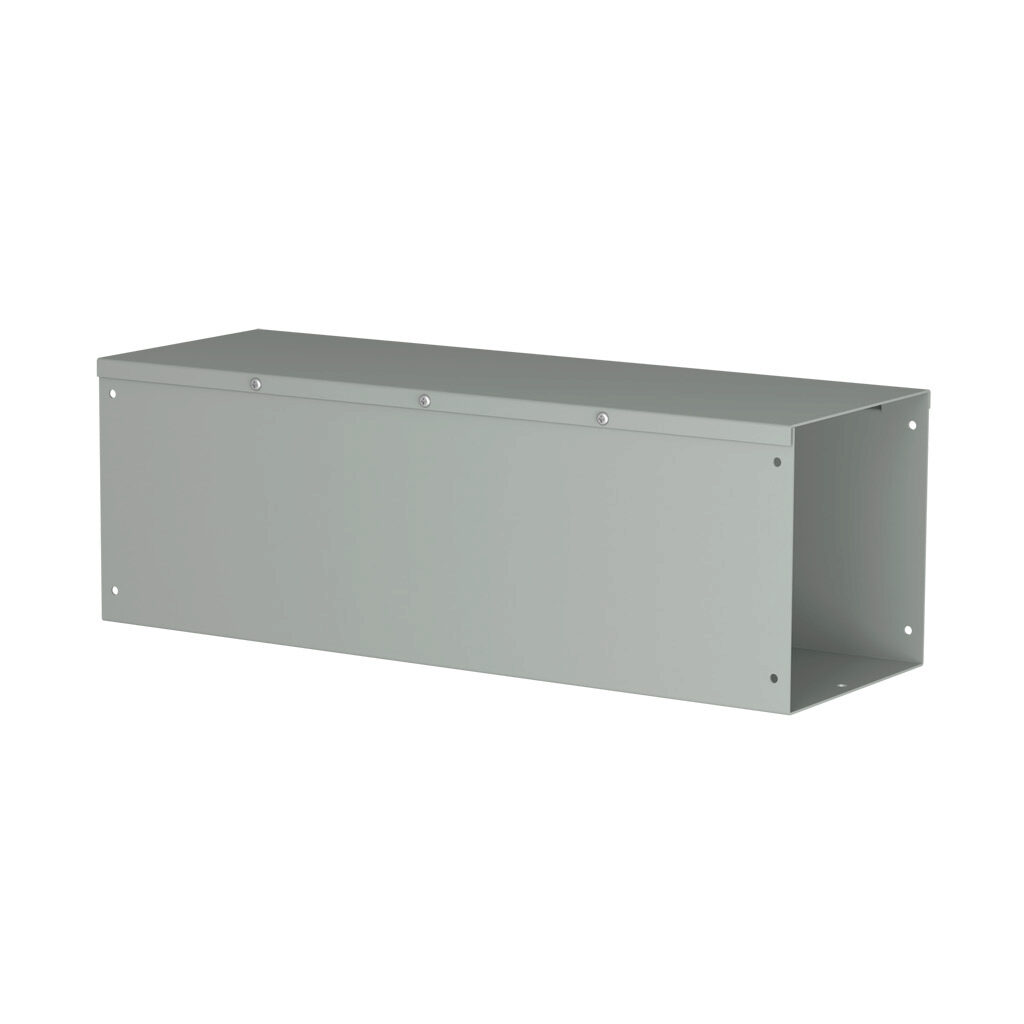 CWST824NK - Hammond CW series lay-in wireway, 8 x 8 x 24in, carbon steel, ANSI 61 gray, powder coat finish, hinged screw cover, NEMA 1.