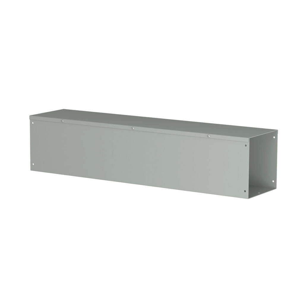 CWST836NK - Hammond CW series lay-in wireway, 8 x 8 x 36in, carbon steel, ANSI 61 gray, powder coat finish, hinged screw cover, NEMA 1.