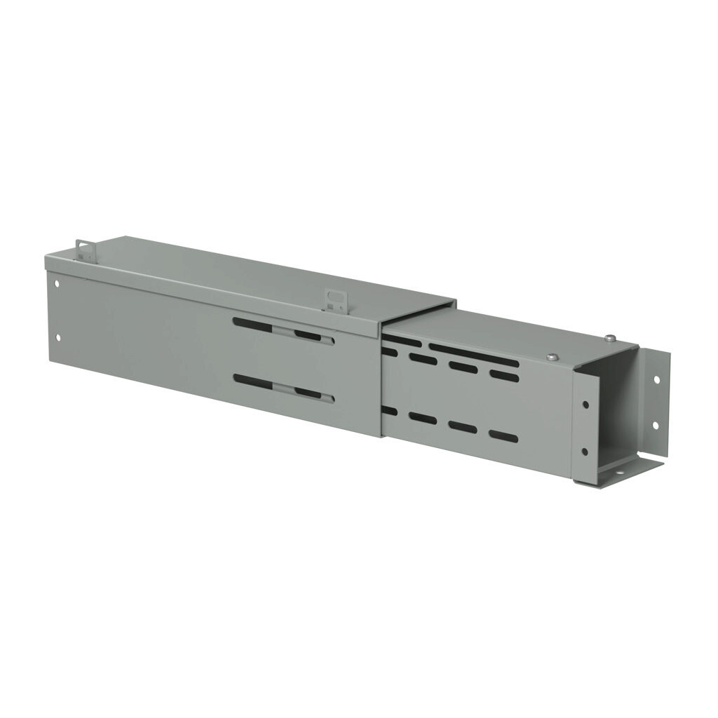 CWTL4 - Hammond CW series lay-in wireway fitting, telescope, 4 x 4in, carbon steel, ANSI 61 gray, powder coat finish, NEMA 1. For use with CW series wireway.