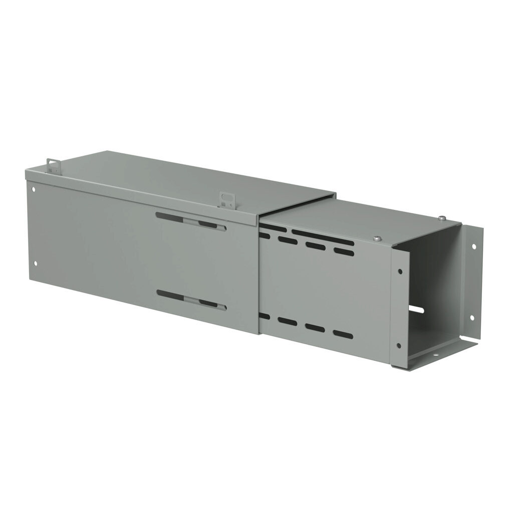 CWTL6 - Hammond CW series lay-in wireway fitting, telescope, 6 x 6in, carbon steel, ANSI 61 gray, powder coat finish, NEMA 1. For use with CW series wireway.