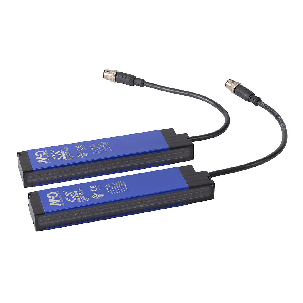 CX2E0RD-05-016V - Micro Detectors CX light grid, sender/receiver pair, measuring, 5mm resolution, 160mm detection height, 0.1-3m operating distance, PNP, 4-20 mA analog output, configurable, (1) 4-pin and (1) 8-pin M12 quick-disconnect.