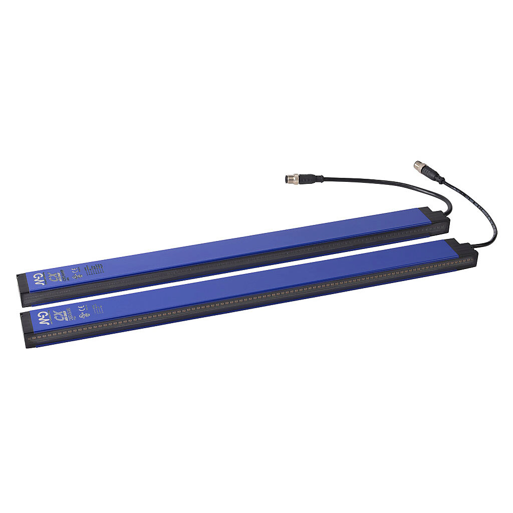 CX2E0RF-05-048V - Micro Detectors CX light grid, sender/receiver pair, measuring, 5mm resolution, 480mm detection height, 0.1-3m operating distance, PNP, 0-10 VDC analog output, configurable, (1) 4-pin and (1) 8-pin M12 quick-disconnect.