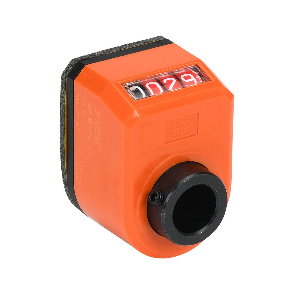 DD51-AN-0.050-D12 - Elesa position indicator, 4-digit mechanical, inclined upper, 0.050 counts per revolution, clockwise, 1/2in mounting hole size, IP65.