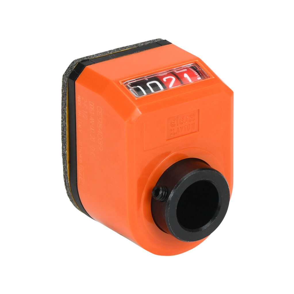 DD51-AN-00.20-D12 - Elesa position indicator, 4-digit mechanical, inclined upper, 00.20 counts per revolution, clockwise, 1/2in mounting hole size, IP65.